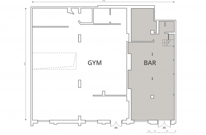Initial arrangement of existing space - two separated shops - Filip Galuszka