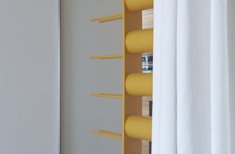 Wine rack as seen from guest room. - James Brittain Photography