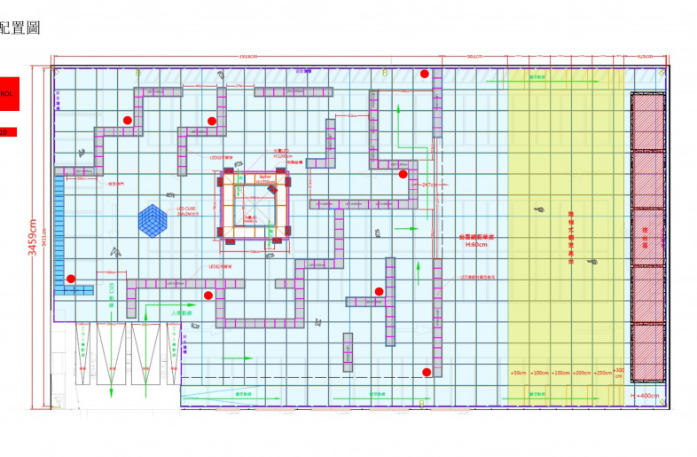 This is the speaker configuration diagram, the red dots and squares indicate where the speakers will be placed. - FREES DESIGN INTERNATIONAL CO., LTD.