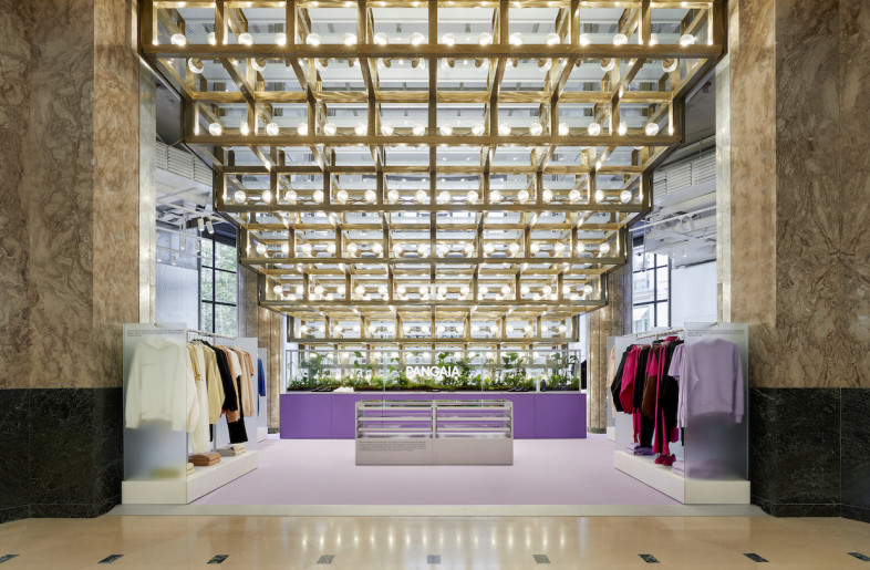 Clothing brand Pangaia opened its first semi-permanent physical store in Galeries Lafayette in Paris. - Valentin Fougeray
