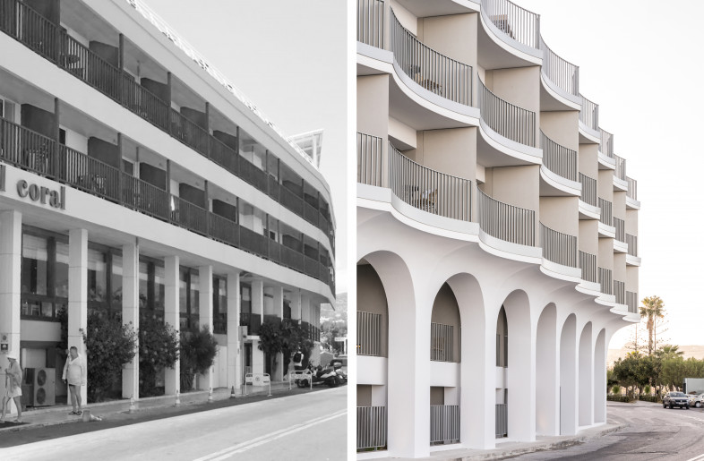 Before and after of the façade - 3XN and Rasmus Hjortshøj