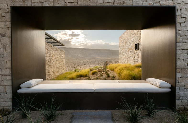 Cinematic sunset through the courtyard view frame. - Stetson Ybarra