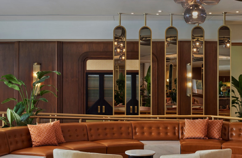 As you walk through the porte cochère, you stumble upon sunken, semi-circular, decidedly 60’s conversation pits to lounge in. The 60’s inspired lobby is a great area to lounge while awaiting check-in for dinner reservations. - Mike Schwartz