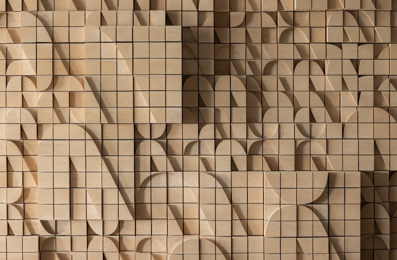 Detail of wall art at entrance - Tomooki Kengaku