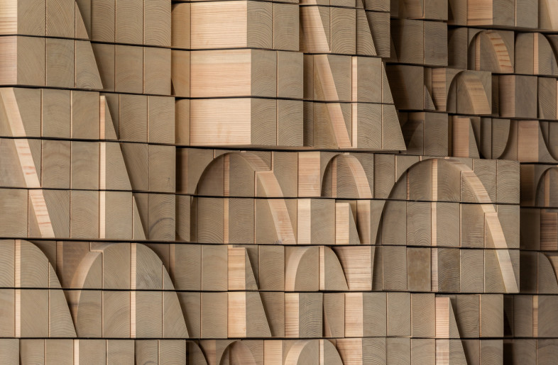 Detail of wall art at entrance - Tomooki Kengaku