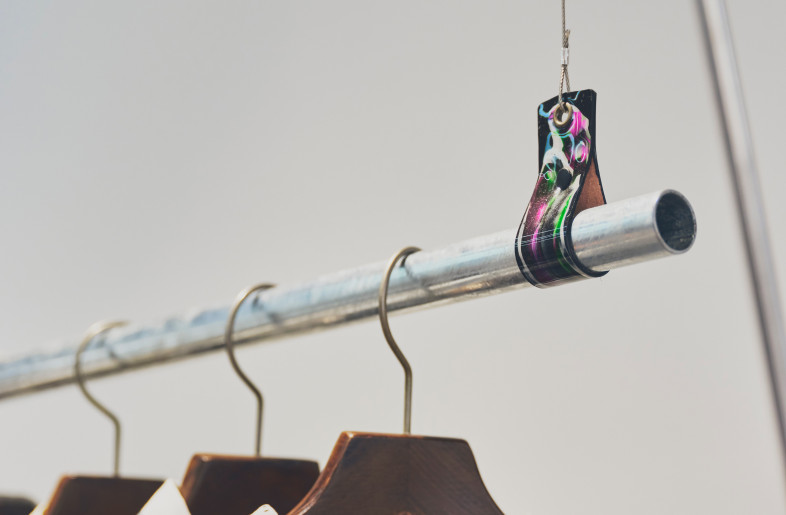 leather for hanger pipes have been custom designed by brands represented by Vase - Masanori Kaneshita