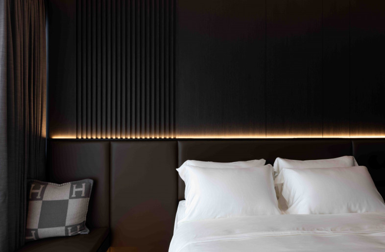 The attention to alignment and proportion allows for a clean and sleek interior to wind down at the end of the day. - Ng Ci En