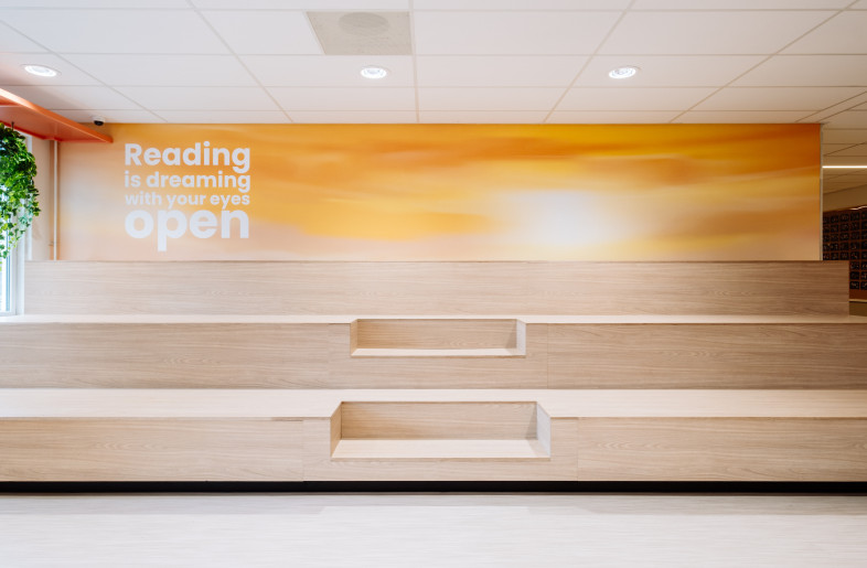 Tribune - Interior design Northgo College - KuóStudio - Photography by Sven Verbruggen
