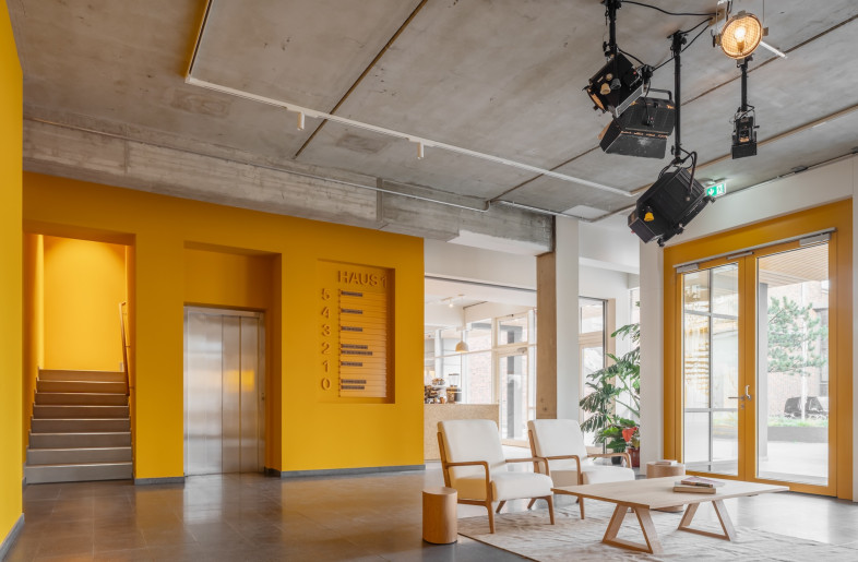Emphasizing the importance of community and collaboration, the ground floor of the four-storey building is dedicated as a site for shared amenities for different tenants and the wider community. - Schnepp Renou