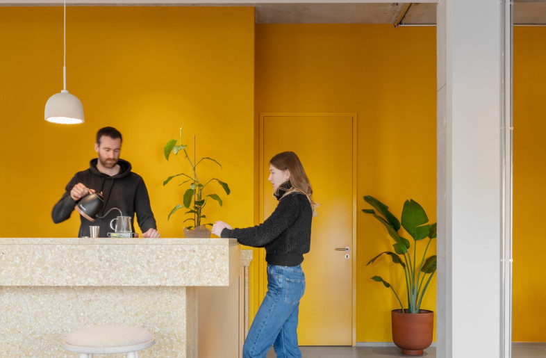 New offices, a café, a rooftop pavilion and a ‘stairscape’ were added to the renovation of a 1990s-era building, now known as Haus 1. - Schnepp Renou