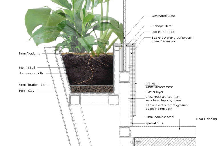 Plants bed detail drawing - Atmosarchitects