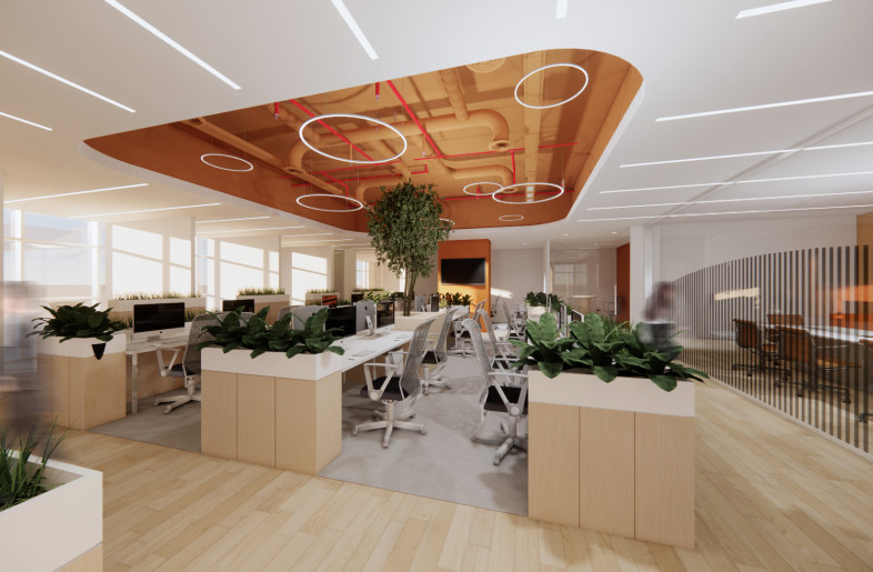 Open workstations around a tree element - EXS DESIGN