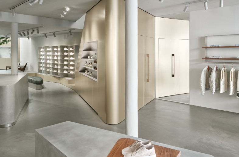 one of three anodized aluminium cores housing fitting rooms - Maarten Willemstein