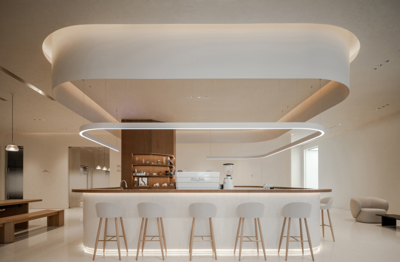 The complementary color and lighting elements of the space work jointly to create a comfy and joyous atmosphere. - DONG Image
