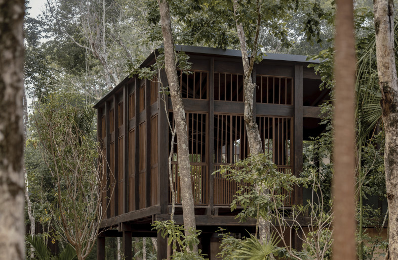 Furniture pieces match the visual language of the timber structures, and many of these have been designed by local artisans using recycled waste. - César Béjar