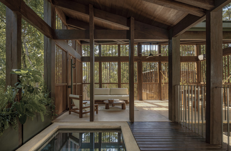 Timber slats within the frames introduce an element of privacy while encouraging cross ventilation and visual connections with the natural landscape. - César Béjar
