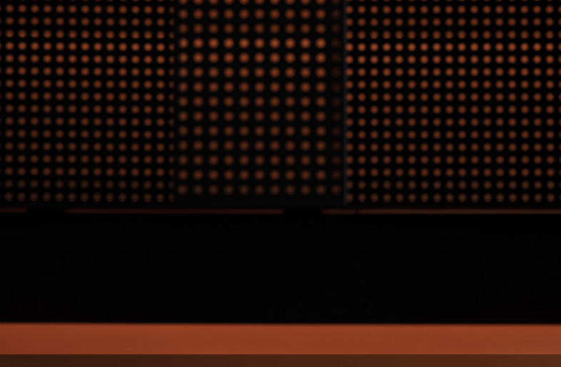 Spatial movements stretch in the extensive use of grays and blacks enriched by orange elements. The unified motif and its thematic application flow consistently through the spatial design, featuring light-hearted interludes to highlight the spatial layers while maintaining the juxtaposing sense of light and dark. - Rongkun Chen