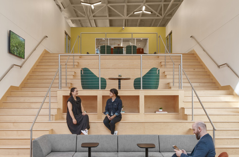 Providing areas a respite on the Social Hub stair was important for the employees to allow for more casual meetings or private time. - Ryan Gobuty