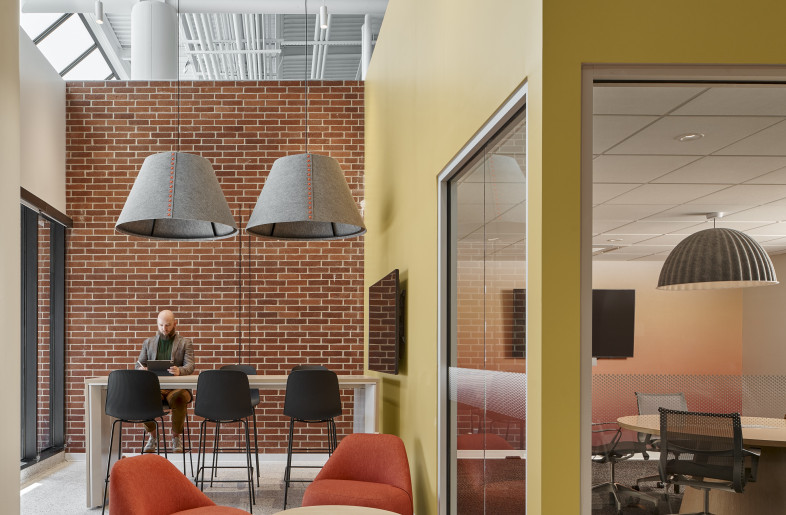 The new floor plan provided private areas for small meetings or quick gatherings. - Ryan Gobuty