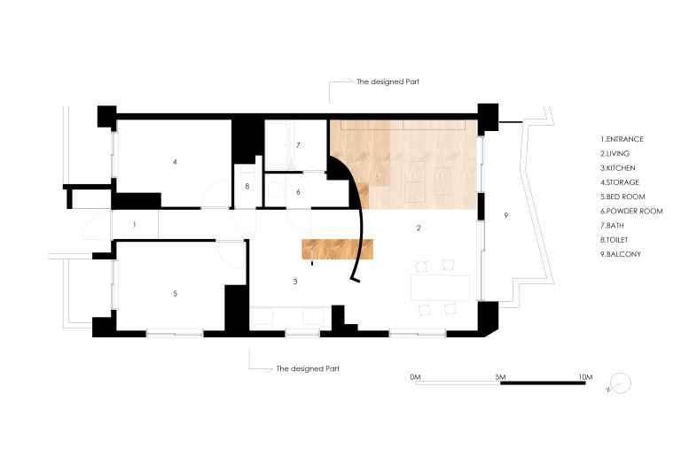 A curved surface is inserted into an existing room. - Yuki Konko