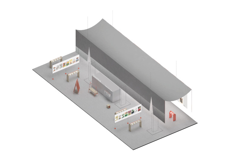 The varying ceiling heights throughout the fair area influenced the design approach and created distinct atmospheres. - Sara&Sara