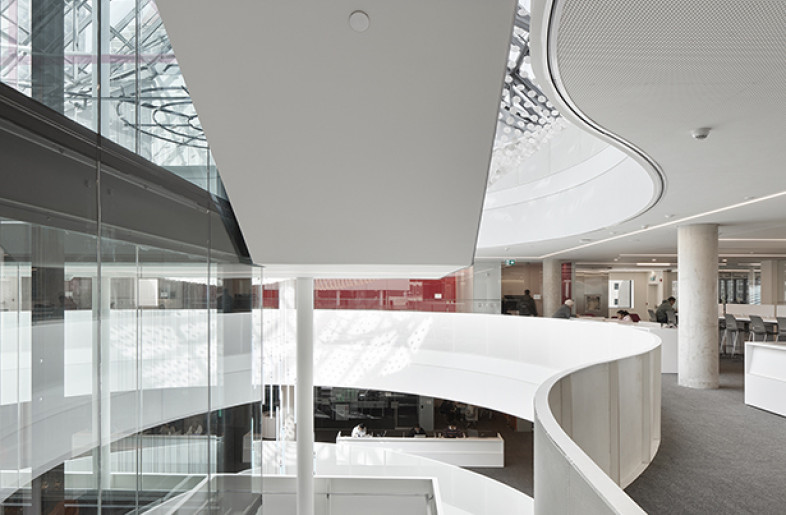 The organic curvilinear forms of the new atria interact with the angular shadows cast through the skylight, creating dramatic lighting conditions that change throughout the day. - Tom Arban