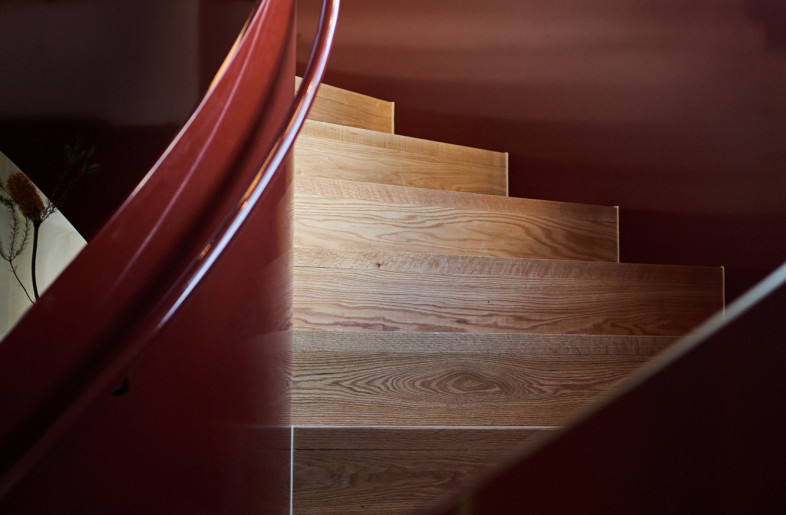 Venetian red spiral stair – detail - Alec Bruce-Mason
