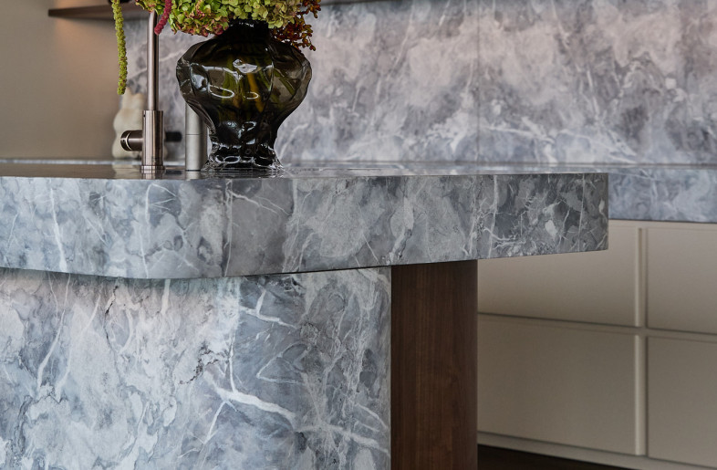 Stone kitchen island - detail - Alec Bruce-Mason