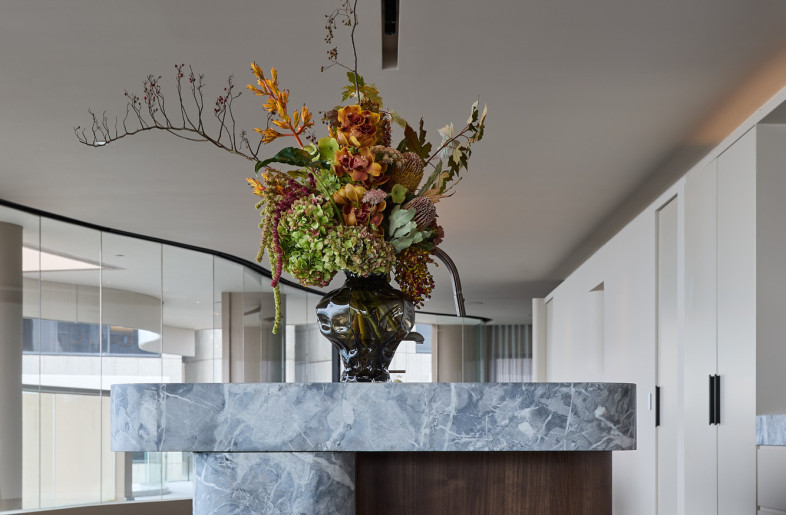 Stone and walnut kitchen island - Alec Bruce-Mason