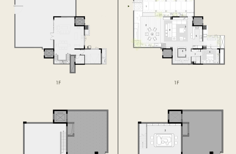 Floor plan before and after the renovation