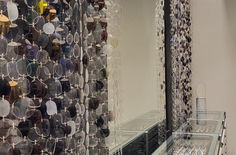 reused spectacle lenses curtain | sale - camille Q cuypers
