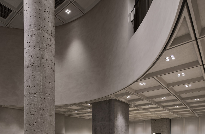 A double-height plaza at the entrance serves as the store’s spatial anchor - Seth Powers