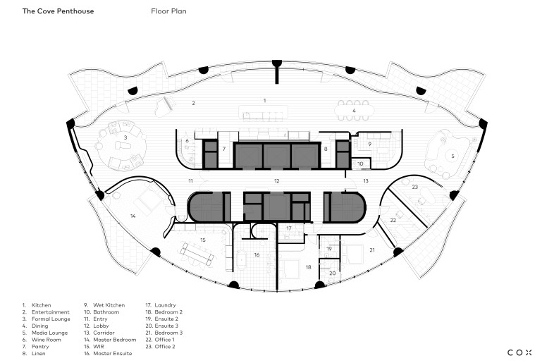 The Cove Penthouse- Floor Plan - Cox Architecture