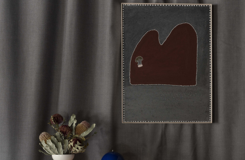 Recycled drapery and Artbank artwork. Hay styling. - Dion Robeson