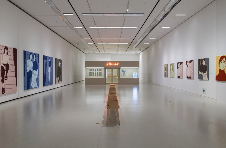 KYNE's body of work, spread out in the quiet space of the museum. - Hiroshi Mizusaki