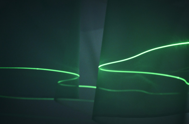 The space is an installation in which everything is integrated. Visitors can immerse themselves in a space of light and textiles. - Masaki Ogawa