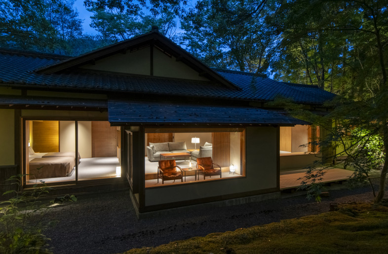 The photo of Nanabankan, Room #7. Given the spaciousness of the guest room, the aim was to introduce subtle variations in the space, allowing guests to enjoy different settings and find their own place within the room. - Hiroshi Mizusaki