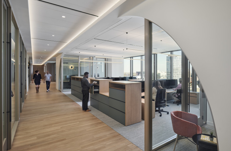 The design promotes a democratized office environment where all offices and workspaces are available through a reservation system, fostering collaboration while maintaining flexibility. - Andrea Calo