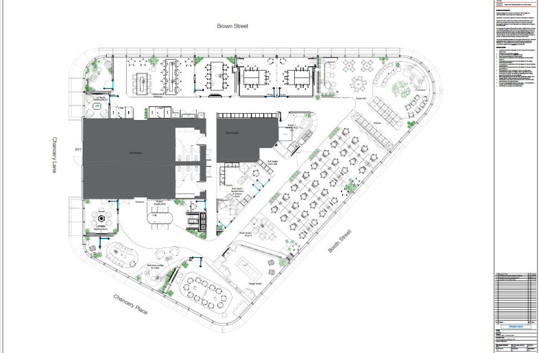 General arrangement floor plan, Overbury workplace Manchester, 13th Floor Chancery Place - SpaceInvader