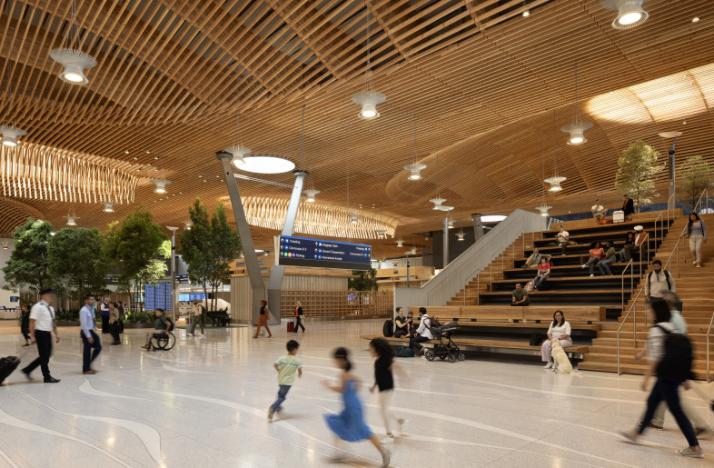 Pre-security Market with stadium stair seating. - Ema Peter