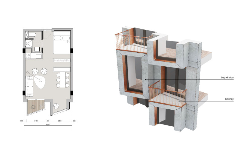Bay window and balcony - UNS