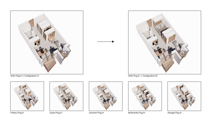 Plugin furniture system to turn 40m2 to 60m2 - UNS