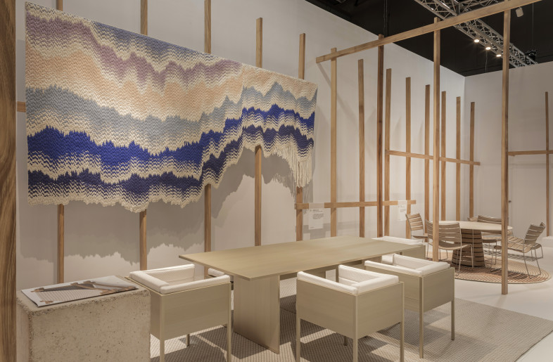 GBModular collection (By José A. Gandia-Blasco Canales) and Onda Tapestry (By Charlotte Lancelot) shown at Gandia Blasco Booth at Salone del Mobile '25 - Patricia Parinejad