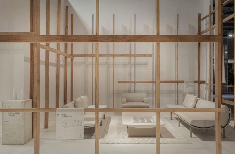 Inside view from Gandia Blasco Booth at Salone del Mobile '25 designed by Kengo Kuma - Patricia Parinejad