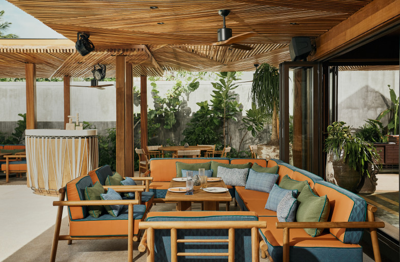 Terrace seating by the poolside music booth - Pichan Sujaritsatit