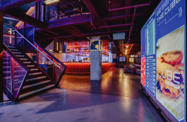 The venue descends to mezzanine and level one where  the venue continues relentlessly. - curtesy of "The Cube"