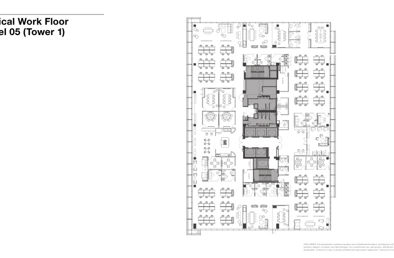 Typical Work Floor Plan - Level 5 (Tower 1) - Studio O+A and TVS