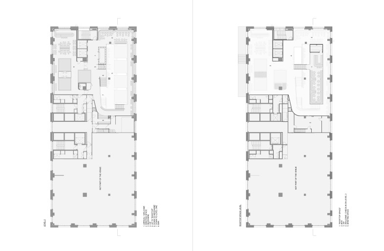 Level 2 furniture layout & level Roof top - Baranowitz + Kronenberg