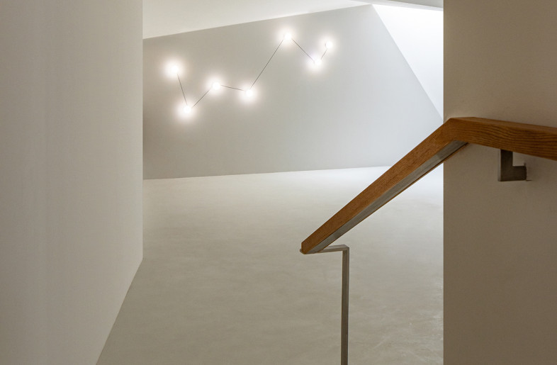 stair leading to the studio space in basement - Ziling Wang