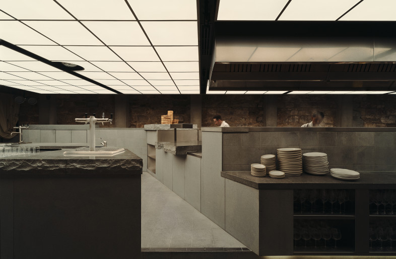 The design of the kitchen is a nod to traditional Cantonese opera stages. - David Chatfield